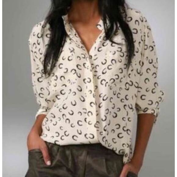 Elizabeth and James Silk Lucky Horseshoe Blouse Top M Kentucky Derby Vegas - Picture 1 of 8